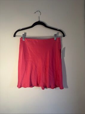 Anthropologie Satin Mini Skirt | XS Petite | NWT | Bright Pink/Rose